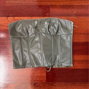 Edikted Moss Faux Leather Lace Up Corset Top